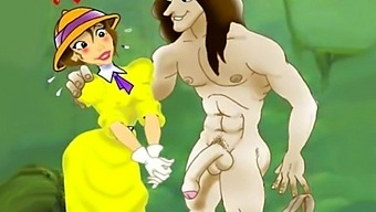 Intensiv Tecknad Sex Med Tarzan Och Tonåringen Jane I Grupp