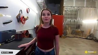 Busty Blonde Seduces Mechanic For Roadside Car Repair